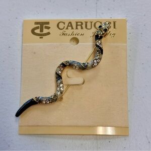 NWT - Sparkling Gold and Black Snake Brooch